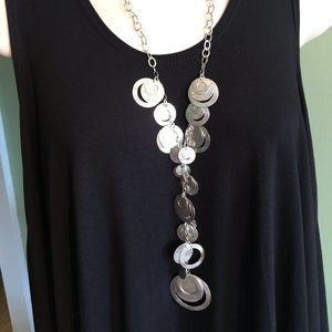 Silpada Sterling Silver .925 Lariat Circle Coin Y Long Statement Necklace